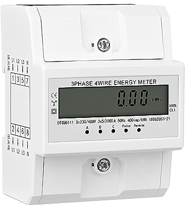 Stromzähler 3 Phasen 4-Draht Geeicht Digitaler Stromzähler MID Geeicht Und Zertifiziert Für DIN Zwischenzähler Strom Drehstromzähler 230 / 400V 5-100A (B)