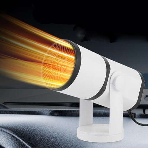SSEHCWAN 12V Car Heater, 150W Portable Car Fan Heater 2 in 1 Heating Cooler Fan 360° Rotating with Cigarette Lighter Plug