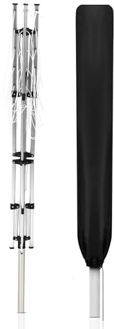 WINSOME Abdeckung für Wäschespinne, wasserdichtes Polyestergewebe mit Reißverschluss, robuste Abdeckung für Wäschespinne, wetterfeste Abdeckung für Wäschespinne, Garten-Wäschespinne und Wäscheständer,