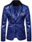 Sakko Herren Pailletten Sakko Anzüge Hochzeit Party Anzugjacke Smoking Silvester Festlich Glitzer Outfit Sakkos Jacket,Blau,M