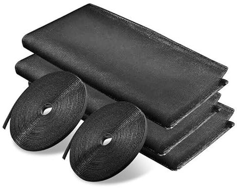 PEST GUARD Fly Screens for Windows - 3 Pack Mosquito Insect Mesh Window Net - Self Adhesive Curtain Tape Bug Screen Netting -1.3 x 1.5 Meter Bug Blind Mesh (Black)