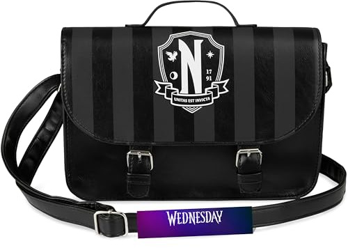 Wednesday Umhängetasche Mädchen Teens, Handtasche mit Verstellbarem Riemen, Modische Kinder Tasche, Geschenk für Mädchen & Fans