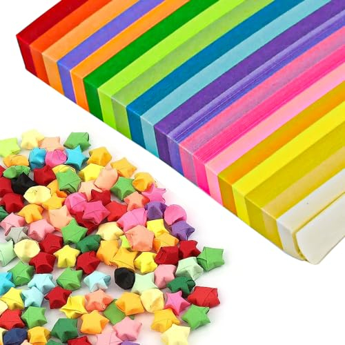 NAROSEBE 2000 Stern Origami Streifen Papierstreifen 1cm Origami Papier 3d Sterne Bunte Papierstreifen zum Basteln Origami Papier Zum Schreiben Von SegenssprüChen Für Freunde, Familie