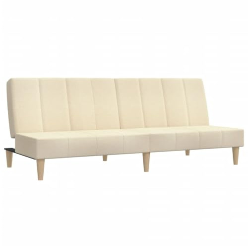 vidaXL Schlafsofa 2-Sitzer, Schlafcouch für Wohnzimmer Heimkino Büro, Gästebett mit Holzrahmen, Sofabett Tagesbett Couch Sofa Ausziehbar, Creme Stoff