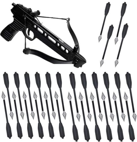 fUfIzU 6,7 Zoll Bogenschießen-Aluminium-Armbrustpfeile Mit Hochschlagfesten Bolzen. Kurze Pfeile Für 50-80-Pfund-Jagdarmbrüste Für Präzisionszielpfeile. Aluminiumpfeile, Ohne Armbrust,Schwarz,12