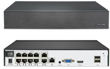 HEFLYCCTV 10 canali POE NVR 4K con 10CH POE Surveillance Network Video Recorder Supporto 10CH 8MP/5MP/4MP/2MP/1080P telecamere IP,accesso remoto (Hard Hisk non incluso)