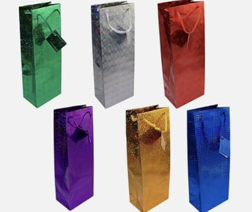 Assorted Holographic Wine Bottle Bags – Luxury Gift Wrap, Shiny Packaging for Birthday, Christmas, Wedding, Party, Mailing & Fancy Carrier Bags (1)