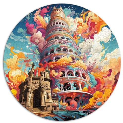 Puzzle mit 1000 Teilen für Erwachsene, rundes Puzzle „Der Schiefe Turm von Pisa“, für Erwachsene und Kinder ab 12 Jahren. Kartonpuzzle, Erwachsene und Kinder.