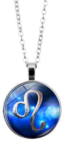 JEDTAKCT Leo Star Sign Pendant Necklace For Women And Men - Luminous Twelve Constellations Time Gem Pendant Necklace, Teen Girls Zodiac Signs Astrology Jewelry Gift,Leo,45+5Cm