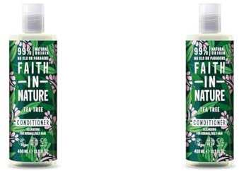 Faith In Nature Natural Tea Tree Conditioner, Cleansing, Vegan & Cruelty Free, No SLS or Parabens, For Normal to Oily Hair, 400ml (Pack of 2)