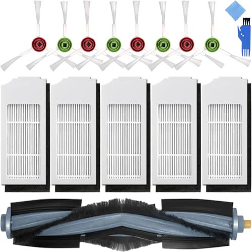 EATBALE Accessoires Pièces de rechange pour Ecovacs Deebot T10/T10 Turbo/T10 Plus/X1 Omni/X1 Plus/X1 Turbo Robot Aspirateur, 1 x Brosse principale, 8 x Brosses latérales, 5 x Filtres HEPA (14 Pcs)