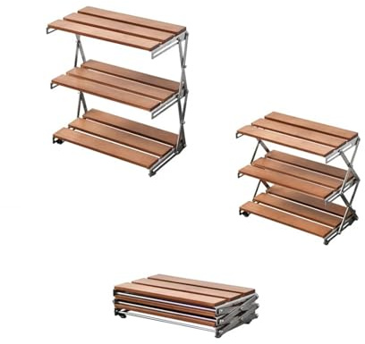 YIORYO Étagère de Rangement Pliable à 3 Niveaux en Bois Massif for Bureau, étagère de Rangement Multifonction for l'intérieur et l'extérieur, for Le Camping et la Cuisine(30cm)
