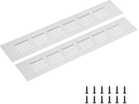 sourcing map Rectangle Ventilation Grille, Aluminum Alloy Mesh Air Vent Cover Louvered Ventilation Cover with Mounting Screws for Cabinet Shoe Closet (250x50mm/10x2, Silver Tone)
