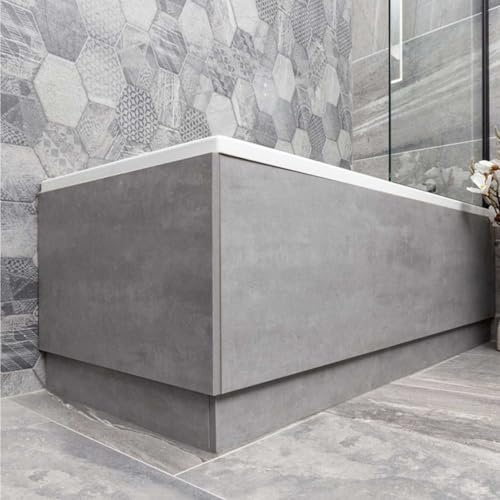 Go Bathrooms Concrete Grey MDF 1800mm Adjustable Bathroom Front Bath Panel | Can Cut To Size