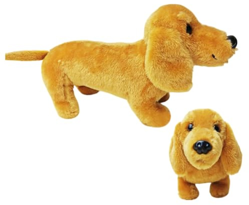 Asudaro Stofftier Dackel, 25x15cm/40x20cm Dackel Plüschhund Kuscheltier Rauhaardackel sitzend Hund Plüschtier Plüsch Spielzeug weich für Kinder interaktives Spiel Zuhause Kinderzimmerdekoration