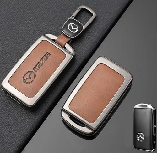 WXGBH Auto Schlüssel Hülle für Mazda MX-5 NC,Zinklegierung Anti Scratch Autoschlüssel Tasche Keine Signalblockierung Schlüssel Schutz Etui Anti-Drop Auto Zubehör,Brown-C Type