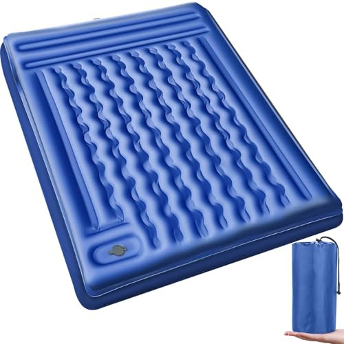 Matelas Autogonflant 2 Personnes 12cm – Tapis de Camping Matelas Gonflable Double Ultraléger avec Pompe à Pied et Oreillers, Matelas d’Extérieur Confortable pour Randonnée, Trekking et Bivouac