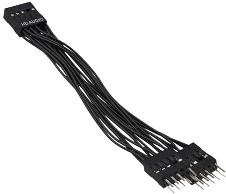Swiixxer Cable alargador de audio HD para placa base, 9 pines, 1 hembra a 2 macho, cable divisor en Y, negro para PC, DIY, 10 cm