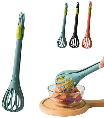 2025 New Multifunctional Egg Beater, 2 in 1 Food Clip & Egg Whisk,Automatic Egg Beater, Handheld Egg Whisk Bread Clip, Kitchen Gadget for Cooking Salad Mixer Gripping Stirring Food (Green)