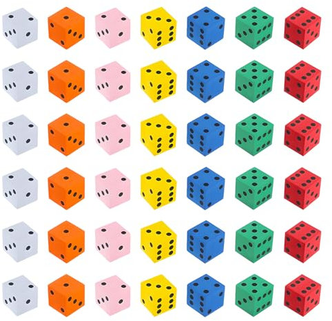Thoquene 42 Stück 2 cm Flüsterwürfel, Bunt Schaumstoffwürfel, Farbe Flüsterwürfel