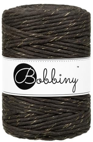 Bobbiny XXL Makramee-Schnur, 5 mm, einlagig, 100% recycelte Baumwolle, Farbe:Golden Espresso