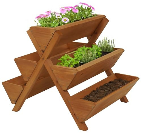 HWC-O15 - Escalera para plantas (madera, 5 cajas, 56 x 56 x 70 cm, madera MVG)