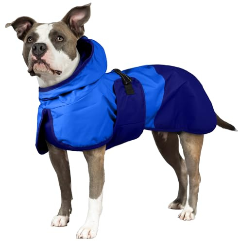 Regenjacke Hund, Wasserdicht Hundejacke Regenjacke Verstellbarer Hunde Regenschutz Hunde-Cape-Regenmantel Winddichter Hundekleidung Outfit(Blau, 2XL)