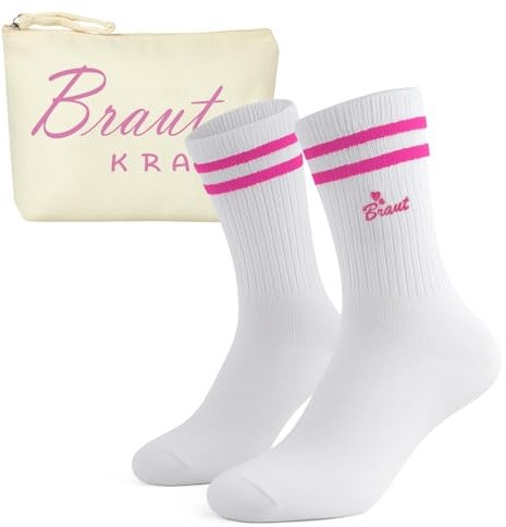 Szhhrxi Braut Geschenk Hochzeit Socken & Braut Kosmetiktasche, JGA Accessoires Frauen Geschenk zur Hochzeit, Hochzeitsgeschenke Braut Tennissocken