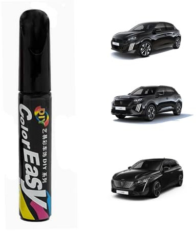 Treesiche Rimuovi Graffi per Peugeot, Penna Ritocco Carrozzeria, 2 in 1 Auto Ritocco Vernice Penna con Pennello, Soluzione Rapida e Facile per la Riparazione, Perla Nera Nero