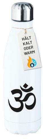 Huuraa bouteille en acier inoxydable Om Bouteille cadeau blanche 500 ml en acier inoxydable Om Présent