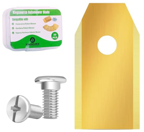 Kingsource 30-Pack Titanium-Coated Robot Mower Blades for Husqvarna Automower, Gardena, Segway Navimow – Durable Replacement Blades with Screws for Robotic Lawn Mower (0.75mm)