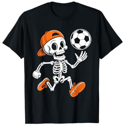 Skelett Fußball Shirt Ball Erwachsene Männer Teenager Junge Kinder Halloween T-Shirt