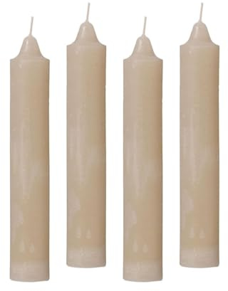 4er Pack Rustikale Stabkerzen H:23 cm Ø:3,8 cm Brenndauer 23 Std. Tafelkerze Kerze Advent Weihnachten Deko Adventskalender, Farbe:Graunatur