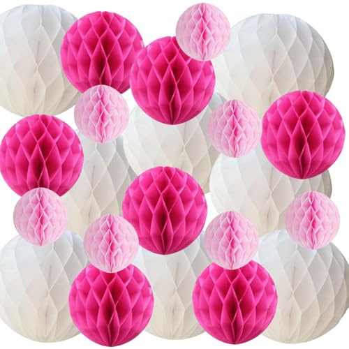 Boules en Papier de Soie Alvéolé, 22 Stück Papier Boule Nid D'abeille Décoration, 15/20cm/25cm Décoration Pâques Boules Alvéolées, Boule Alvéolé en Papier de Soie, pour Mariage Anniversaire Fête