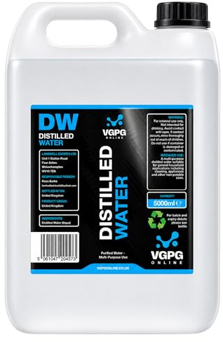VGPG Online Distilled Water 5 Litres | Pure Low Mineral Water for Steam Irons, Humidifiers, Car Battery Top-Up, Cleaning, Appliances, DIY Mixing, Garage & Household Use | Made in UK