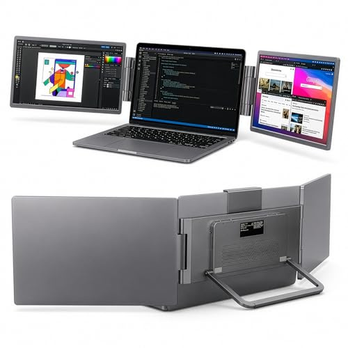 GoDyna Laptop Screen Extender, 14 1920×1200 WUXGA IPS Portable Monitor, Plug & Play Dual Screen Display with USB-C & Mini HDMI Connectivity for 13-16.5 Laptops, Compatible with Windows/Mac/Chrome
