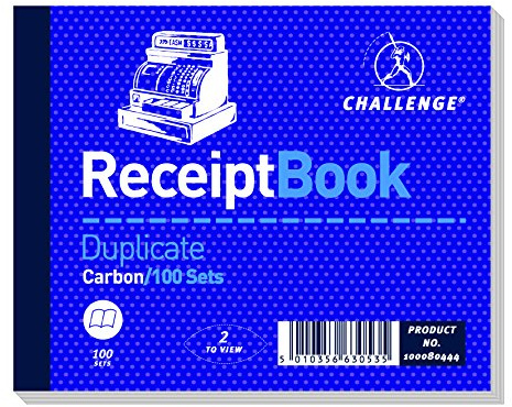 Challenge 105 x 130 mm Duplicate Receipt book, Carbon, 100 Pages, Set of 5