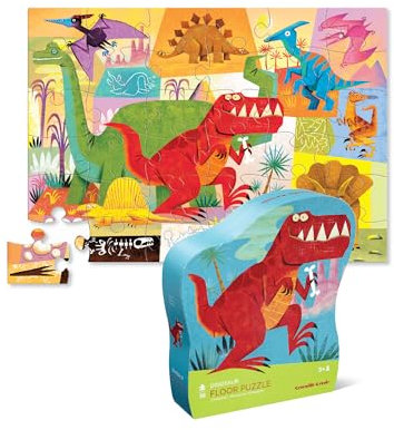 Crocodile Creek - Dinosaur - 36 Piece Jigsaw Floor Puzzle with Heavy-Duty Box for Storage, Large 20 x 27 Completed Size, Designed for Kids Ages 3 Years and up