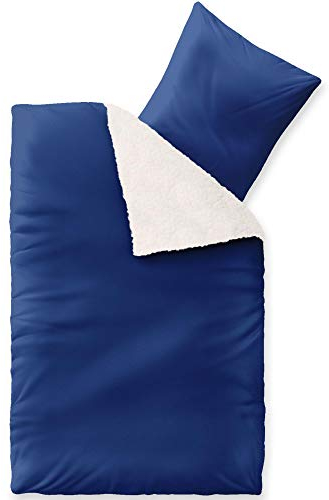 CelinaTex Fantasia Bettwäsche 155 x 220 cm 2teilig Nicki Bettbezug Sherpa Lammfell-Optik Bezug Sandy blau