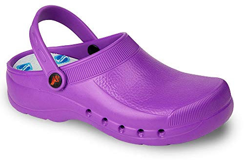 Dian EVA Zueco Ultraligero, Antibacteriano, Libre de Látex, Monocasco, Anatómico y Antideslizante, OB+SRC+E, Púrpura, Talla 47