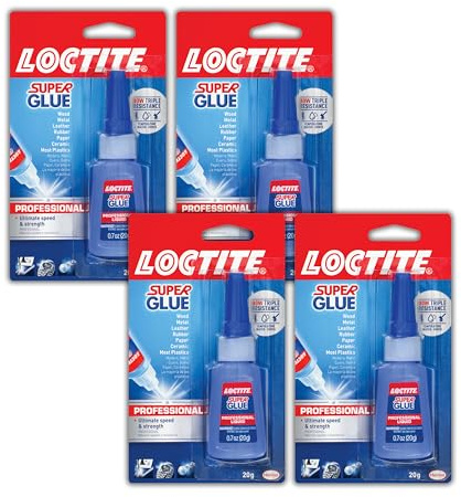 Loctite Super Glue Liquid Professional, Clear, 0.7 fl oz Bottle, 4 Pack - Superglue for Plastic, Wood, Metal, Crafts & Repair, Cyanoacrylate Adhesive Instant Glue, Quick Dry