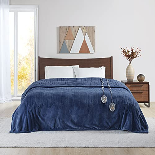 Beautyrest Reversible Heated Blanket, King Size Electric Blanket, Indigo