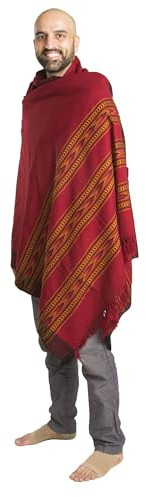 Om Shanti Crafts Meditation oder Gebetsschal oder einfarbige Decke, Wollschal, Wickeltuch, Oversize-Schal, Unisex, Rot/Ausflug, einfarbig (Getaway Solids), 7.5' x 3.5'