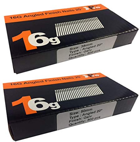 Mixed Handy Packs - Quantity 1000 Brad/Nails16 Gauge Angled Compatible for use with Paslode, Dewalt (38mm + 50mm Angled 16 Gauge)