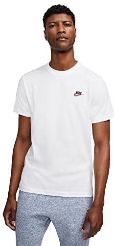 Nike Herren Sportswear Club T-Shirt, Weiß (White/Black/University Red 100), Medium