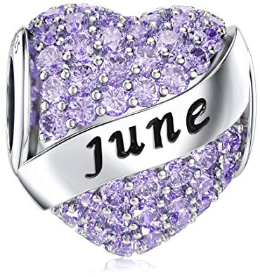 Juni Geburtsstein Charms Herz für Damen 925 Sterling Silber Geburtstag Charme Muttertag Geschenk für Armband “MEHRWEG”