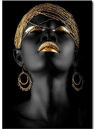 Gutyan Black Art Wanddeko Afrikanische Schwarze Frau Leinwand Druck Wandkunst Abstrakte Malerei Leinwand Gemälde Für Wand Und Wohnkultur
