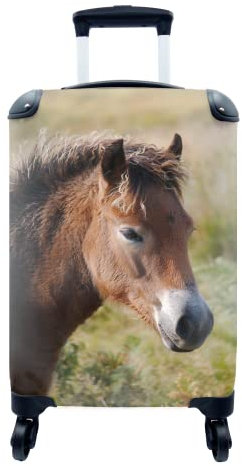 MuchoWow© Koffer Handgepäck Trolley Rollkoffer Kleine Reisekoffer mit 4 Rollen - Pferd - Pony - Porträt - Cabin Size < 55x40x23 & 55x40x20 cm - Fotokoffer - Kabinenkoffer - Boardgepäck