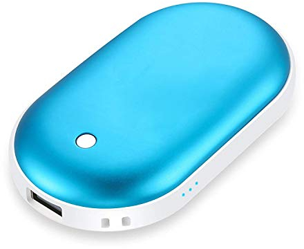 MEXEE Hand Warmers, Rechargeable 5200mAh Portable Pocket Hand Warmer, Electric Hand Heater, Quick Heating, Great for Skiing, Climbing, Hiking, Winter Gift - Blue
