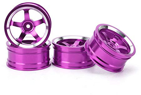 Tbest 4 Stücke RC Auto Radnabe, 1/10 Aluminiumlegierung Radantrieb Nabenadapter Felgen Set Fit für 94123 Tour Drift Auto(Lila)